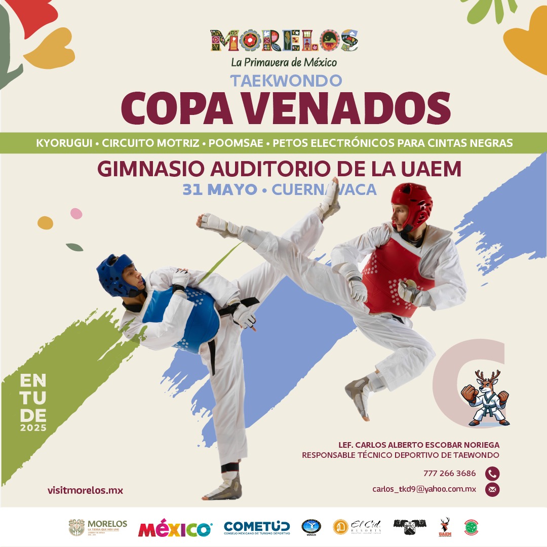 Impulsa Gobierno de Morelos turismo deportivo con la Copa Venados de Taekwondo 2025