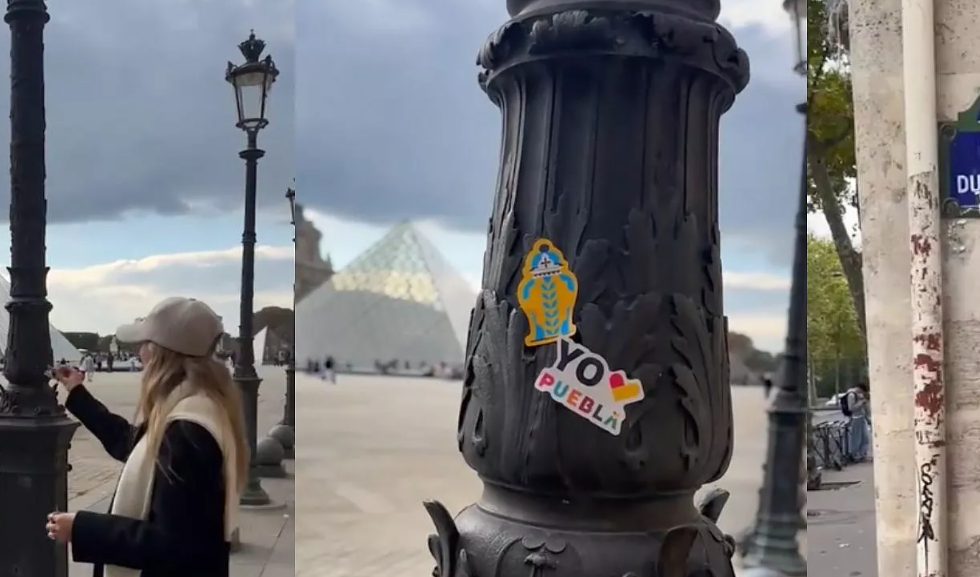 Critican a secretaria de Turismo de Puebla por pegar stickers en París