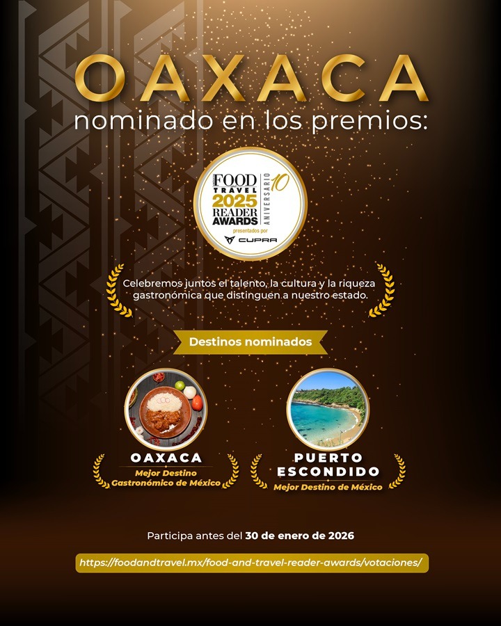 Puerto Escondido y Oaxaca buscan coronarse en los Food and Travel Reader Awards 2025