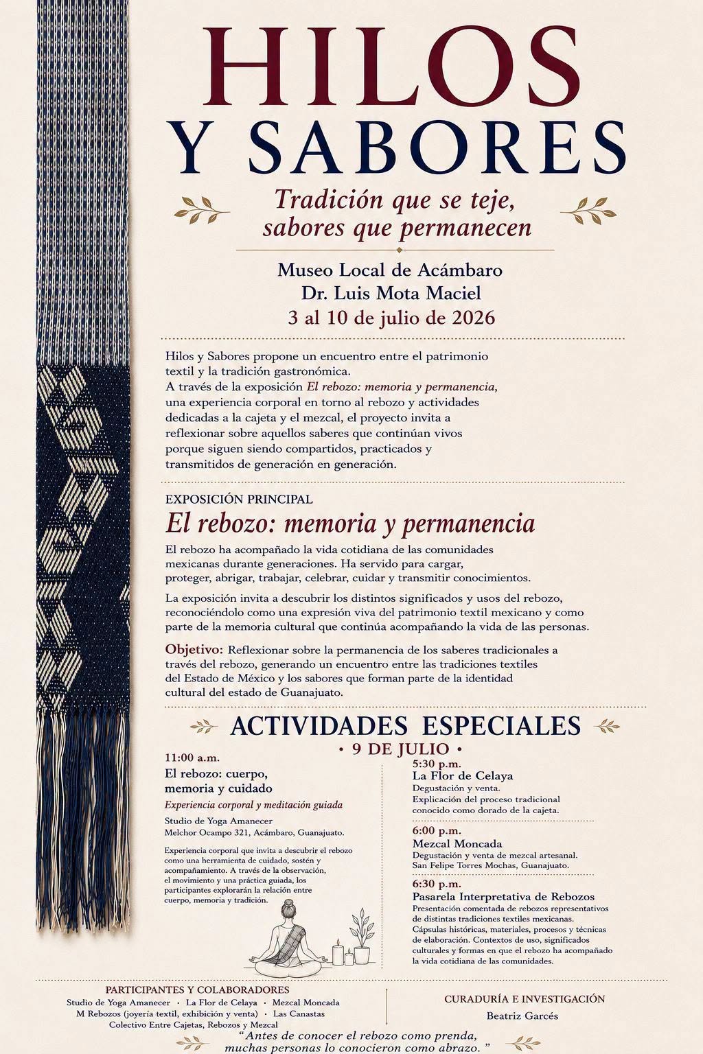 “Hilos y Sabores”, una experiencia cultural
